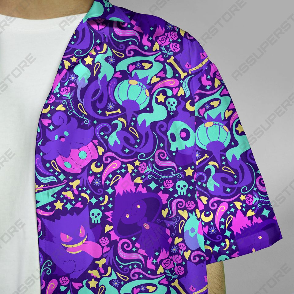 Gengar Pattern Hawaii Shirt, Tropical Beach Hawaii Shirt