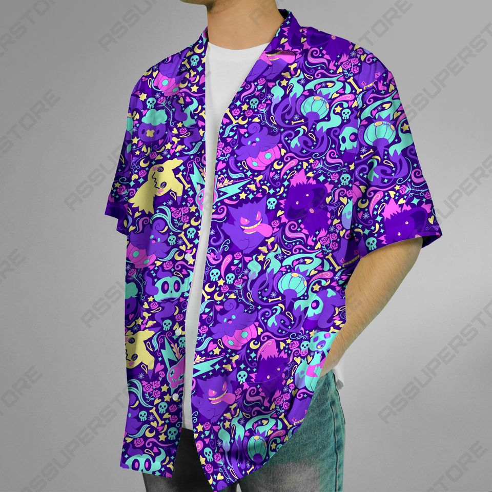 Gengar Pattern Hawaii Shirt, Tropical Beach Hawaii Shirt