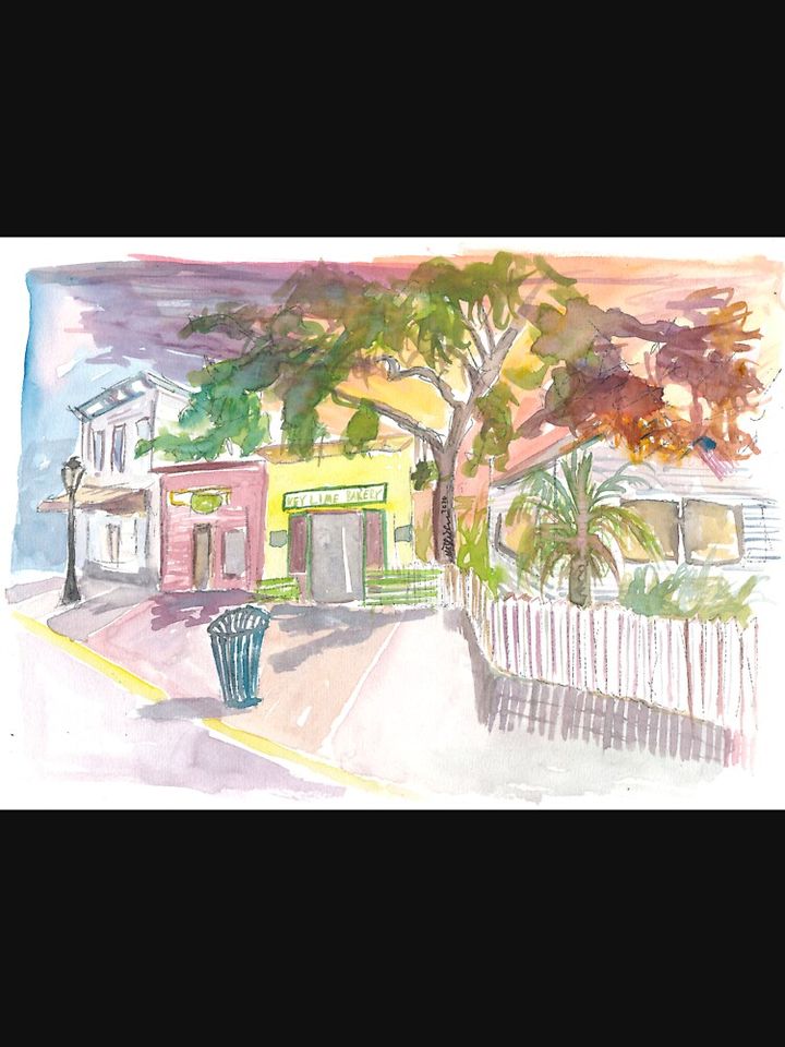 Key West Street Scene With Key Lime Bakery Racerback Tank Top