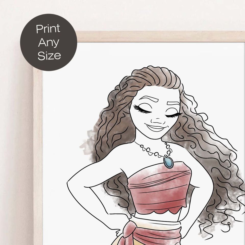 Moana Princess, Disney poster, art decoration