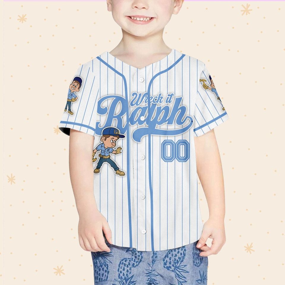 Custom Disney Wreck it Ralph Felix Simple Stripe Baseball Jersey