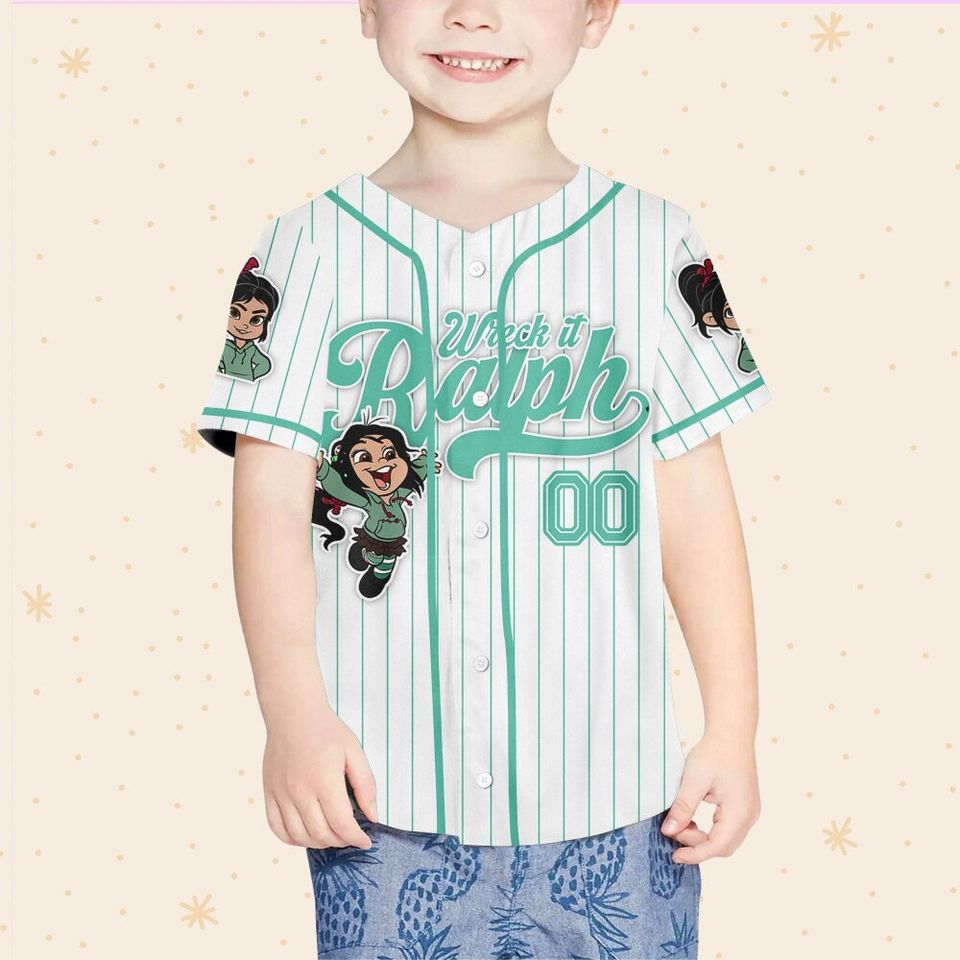 Custom Disney Wreck it Ralph Vanellope Simple Stripe Baseball Jersey