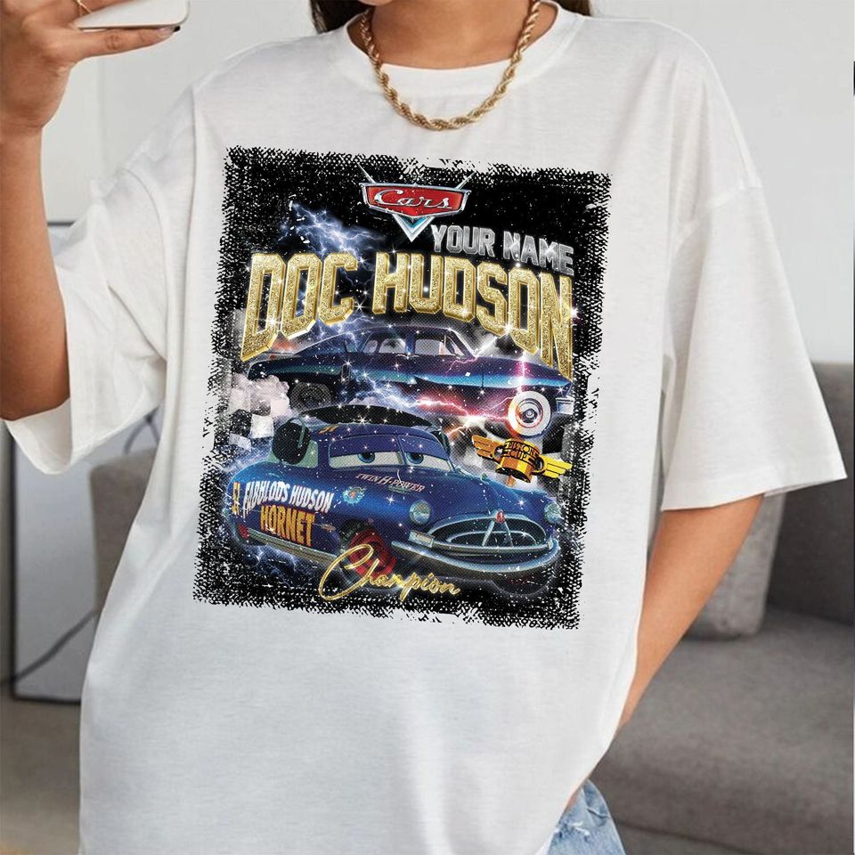 Custom Vintage Doc hudson Champion Unisex T-Shirt, Radiator Springs Shirt Piston Cup Shirt