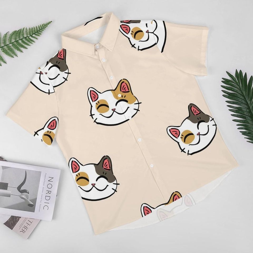 Lucky Cat Hawaiian Shirt, Cat Lovers Gift
