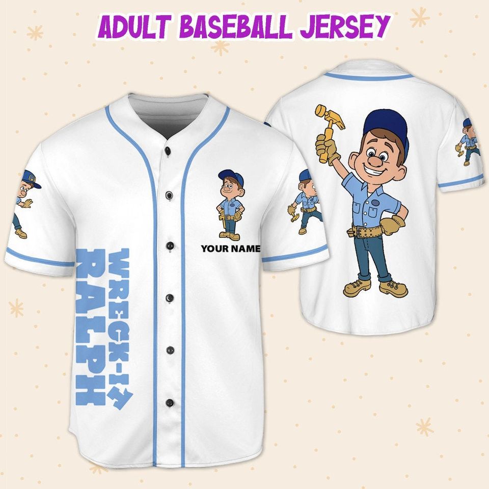 Custom Disney Wreck it Ralph Felix Simple Baseball Jersey