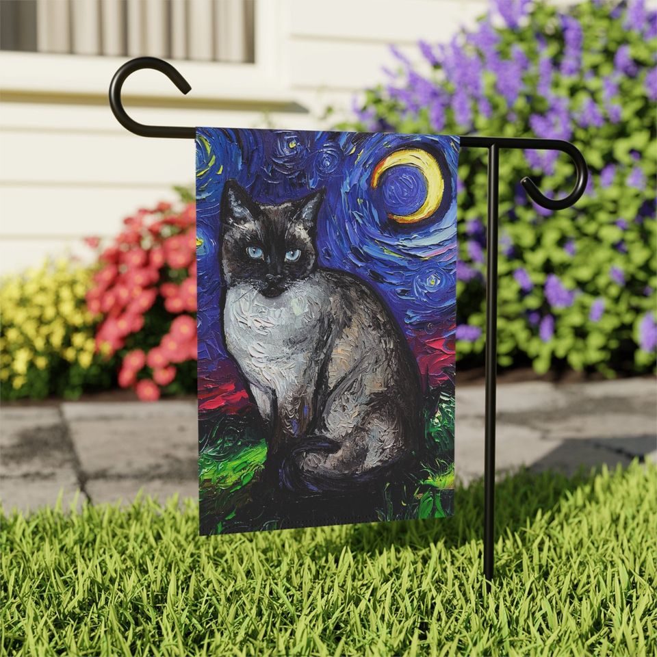 Siamese Cat Starry Night Yard and Garden Flags