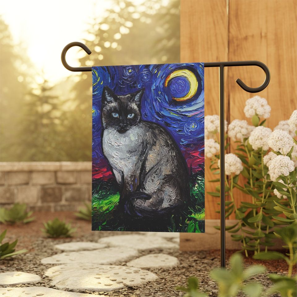 Siamese Cat Starry Night Yard and Garden Flags