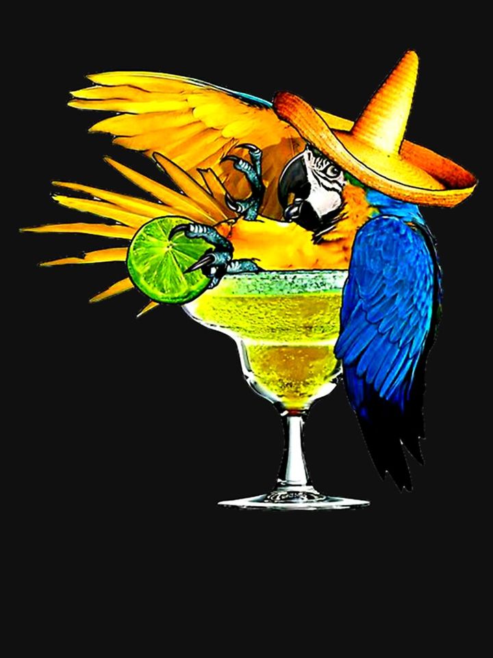 Parrot Drinking Tequila Tank Top, Jimmy Buffett Tank Tops