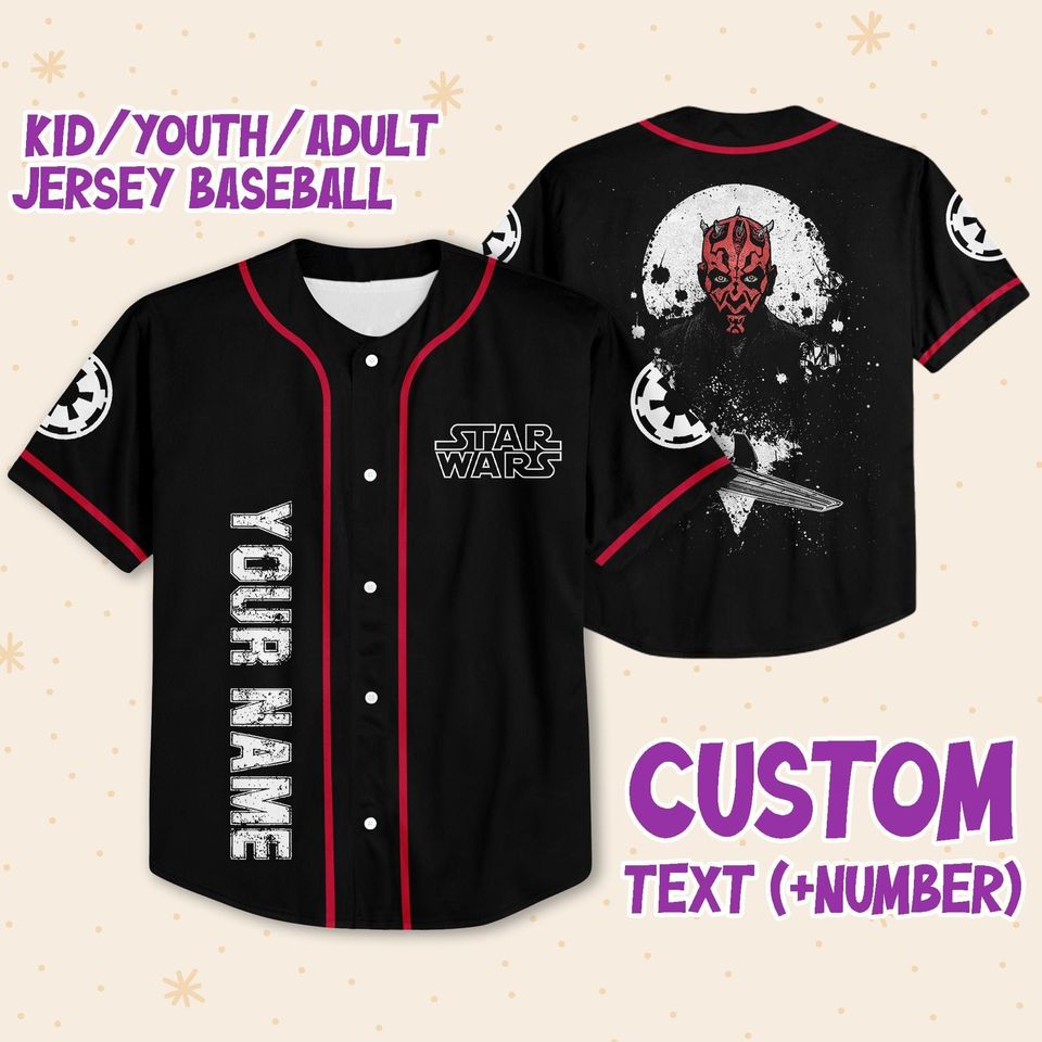 Personalize Starwar Darth Maul Scimitar Baseball Jersey