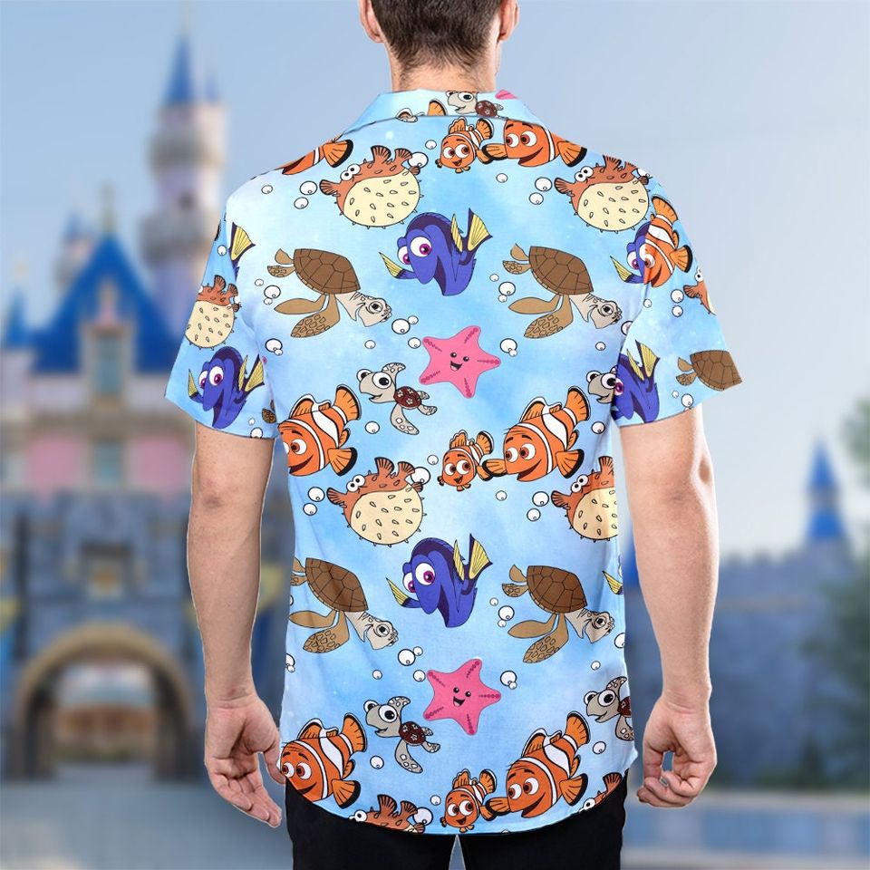 Fish And Turtle Hawaii Beach Shirt, Starfish Button Up Shirt Holiday