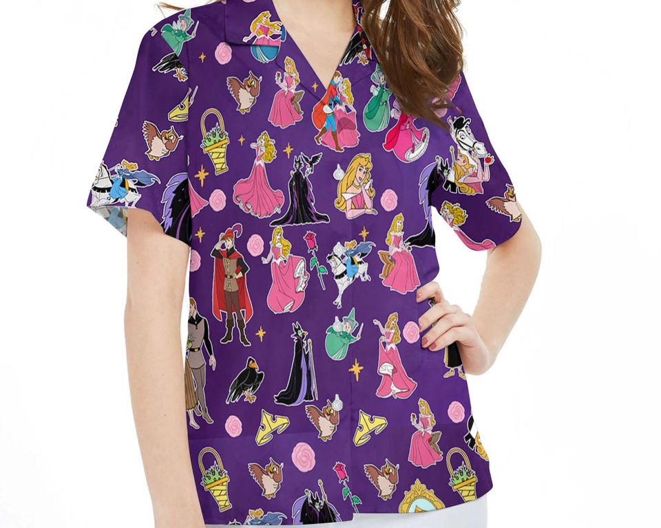 Retro Sleeping Beauty Group Characters Hawaiian Shirt