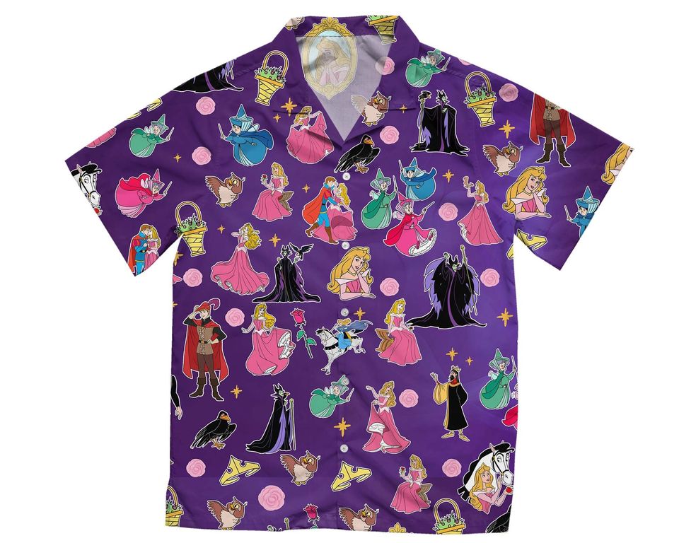 Retro Sleeping Beauty Group Characters Hawaiian Shirt