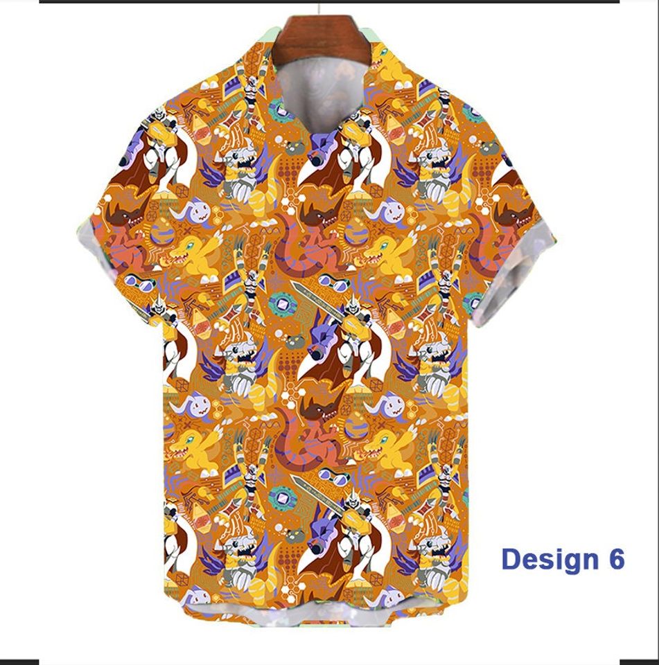 DIGIMON Agumon Pattern Button Up Hawaiian Shirt