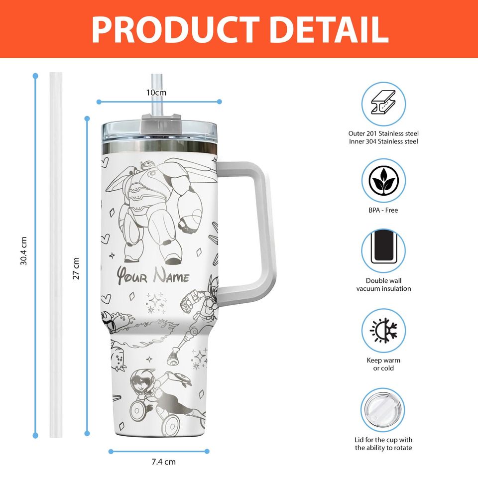 Custom Disney Big Hero Six Baymax 40oz Tumbler