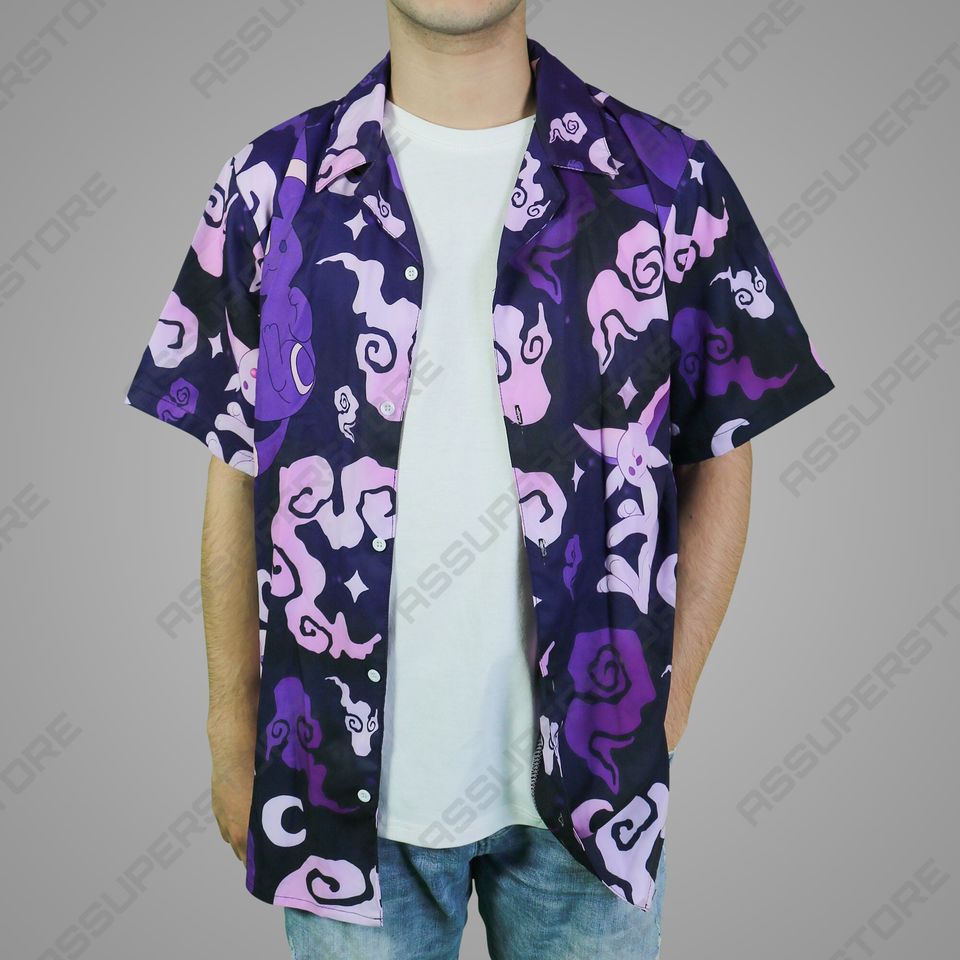 Espeon Umbreon Hawaiian Button Up Shirt Espeon Hawaiian