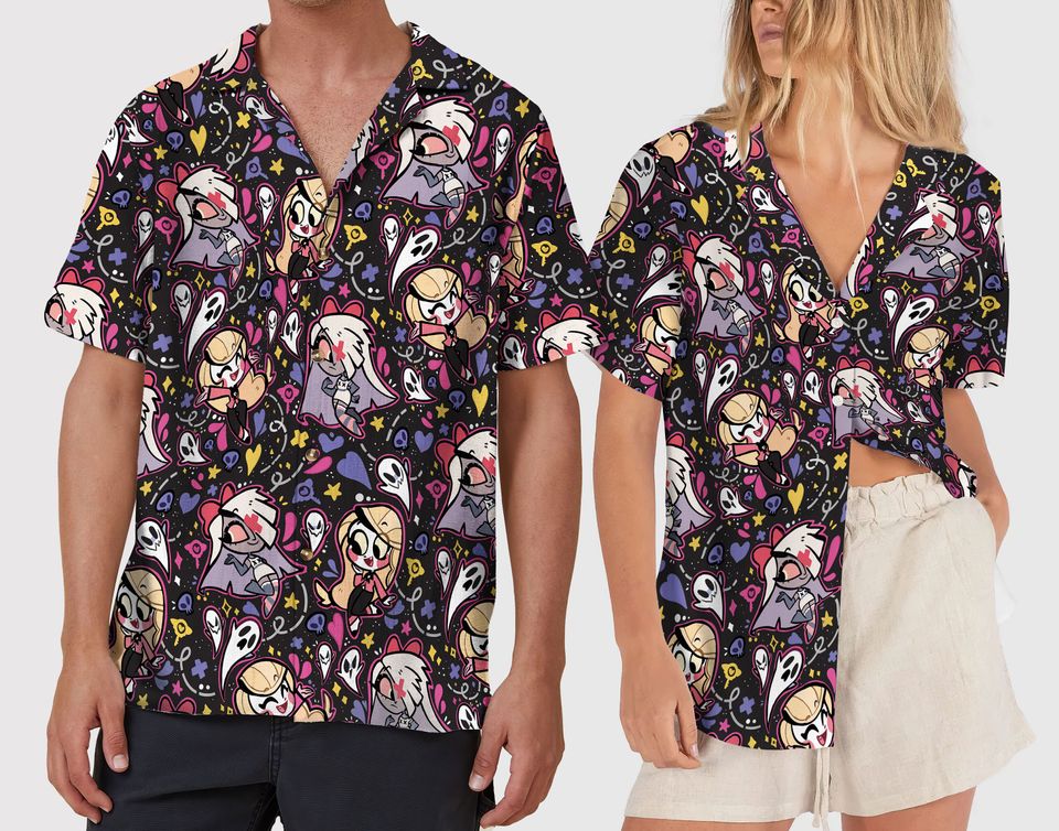 Hazbin Hotel Characters Hawaiian Shirt, Hazbin Hotel Cartoon Merch
