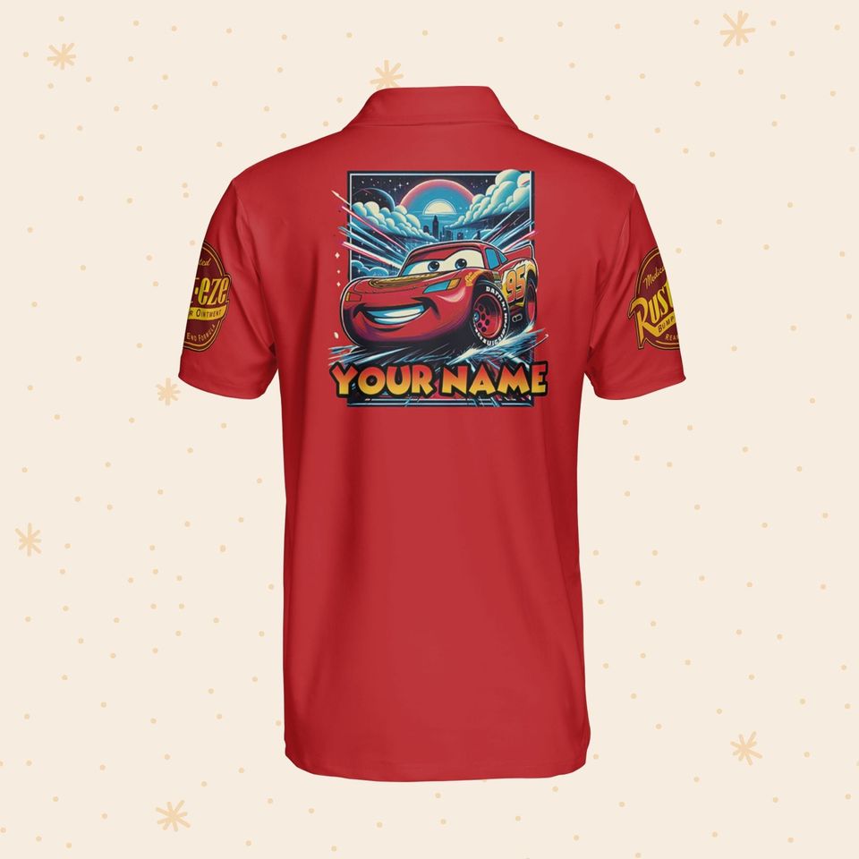 Personalize Mcqueen Red Polo, Gift for Disney Fans