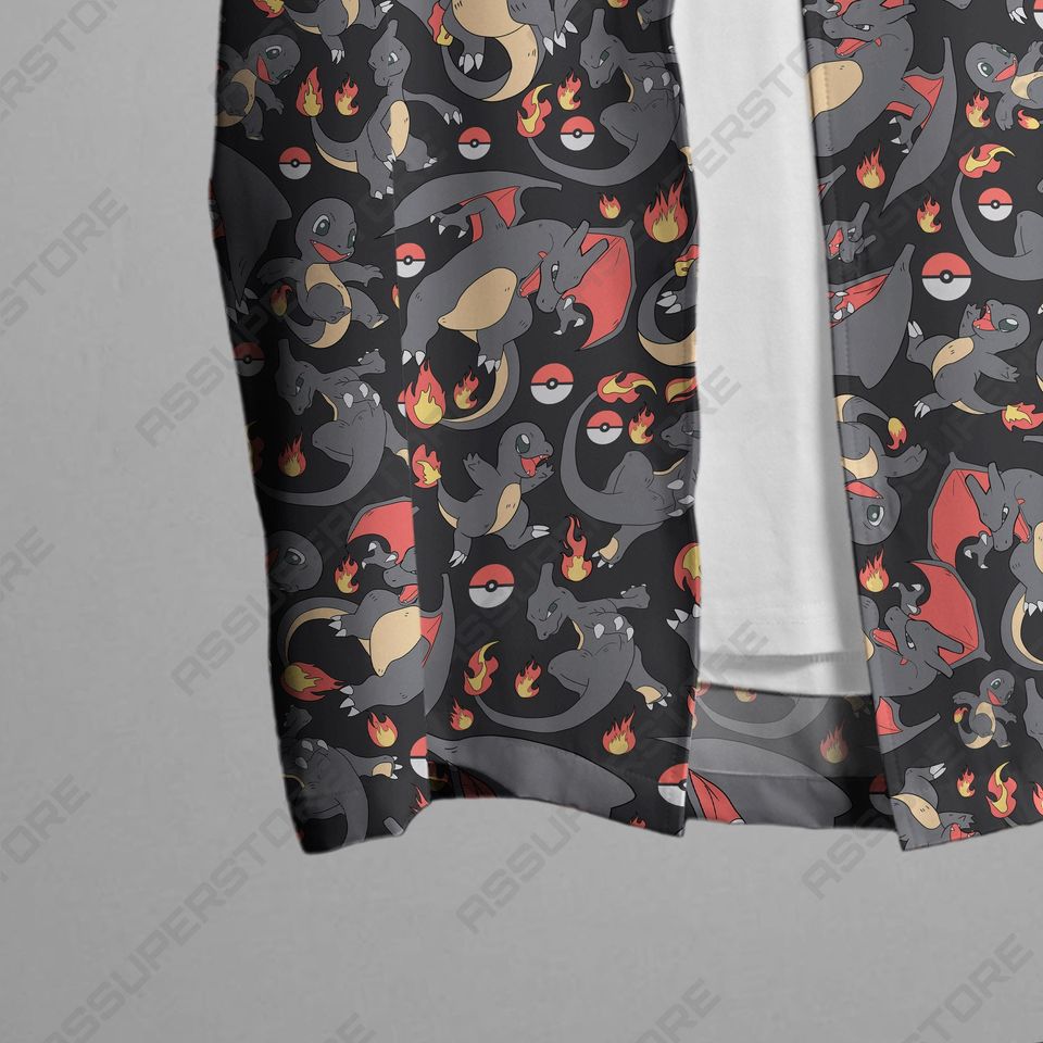 Charmander Charizard Hawaiian Button-Up Shirt Fire Charmander Shirt Gift