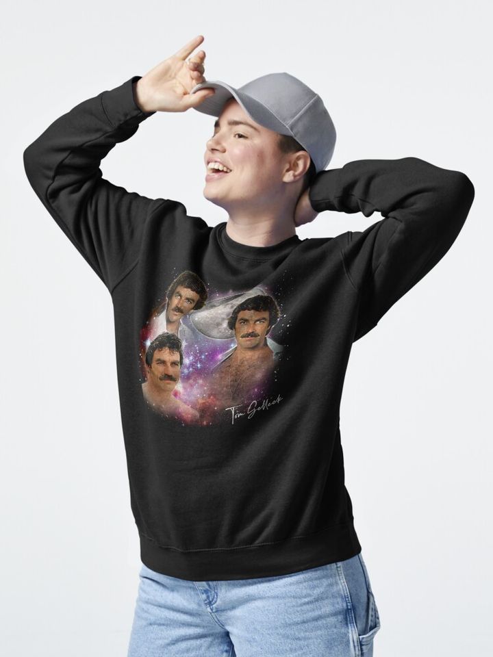 Tom Selleck - Original Fan Art 80s Aesthetic Pullover Sweatshirt