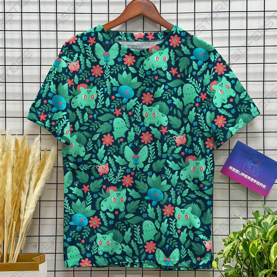 Bulbasaur Green Tropical Tshirt Bulbasaur Plush Tshirt