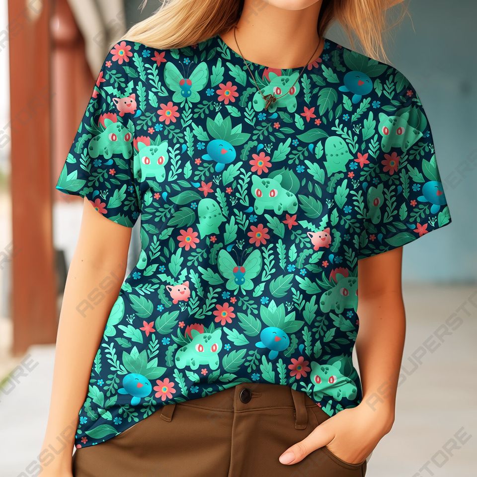 Bulbasaur Green Tropical Tshirt Bulbasaur Plush Tshirt