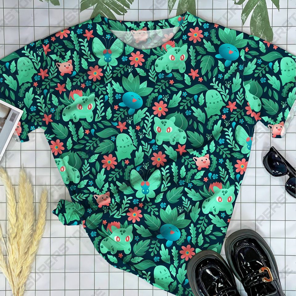 Bulbasaur Green Tropical Tshirt Bulbasaur Plush Tshirt