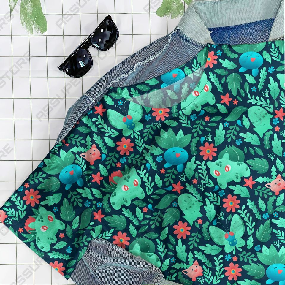 Bulbasaur Green Tropical Tshirt Bulbasaur Plush Tshirt