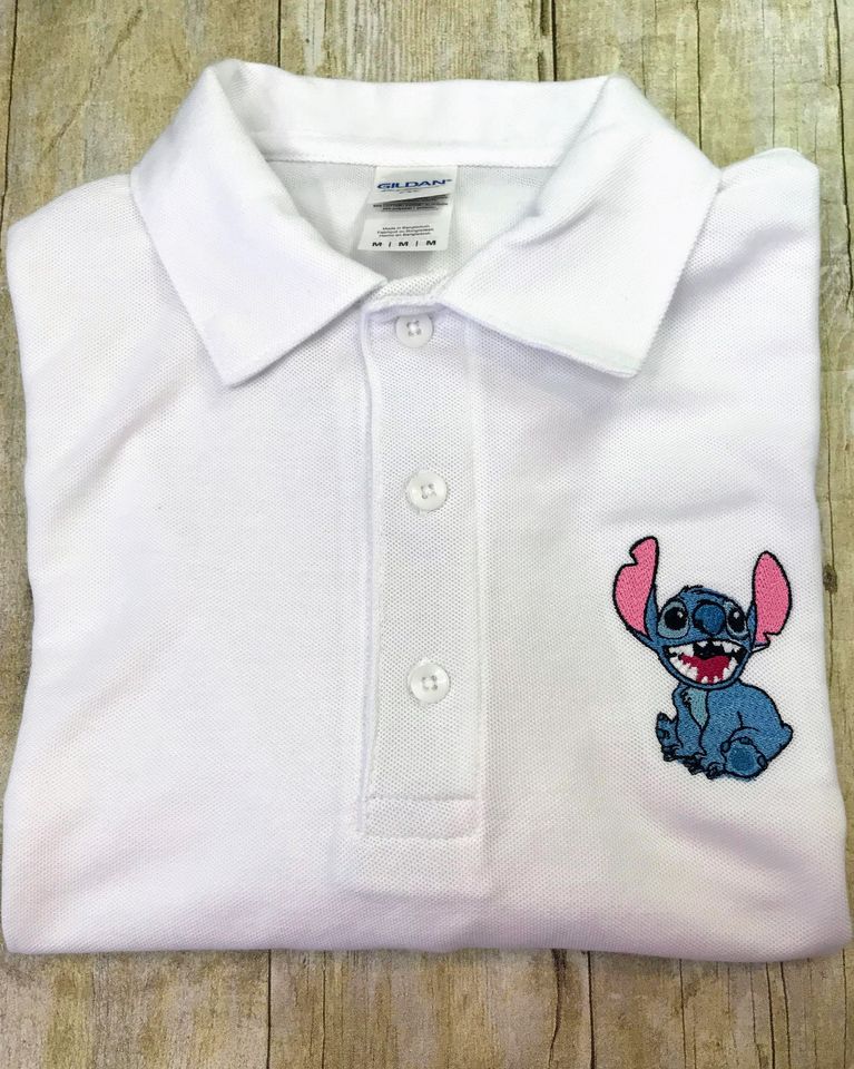 Stitch Sketch Art Embroidered Polo Shirt