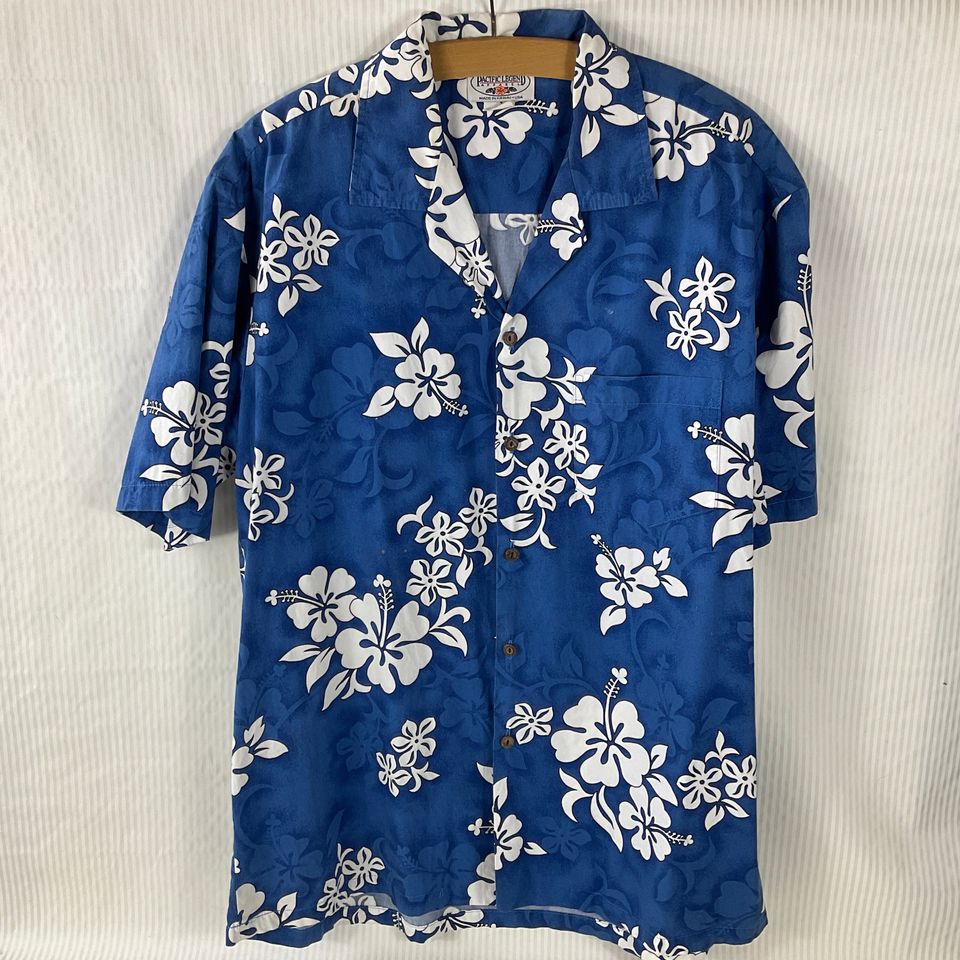 Genuine Pacific Legend Apparel Retro White Hibiscus Hawaiian