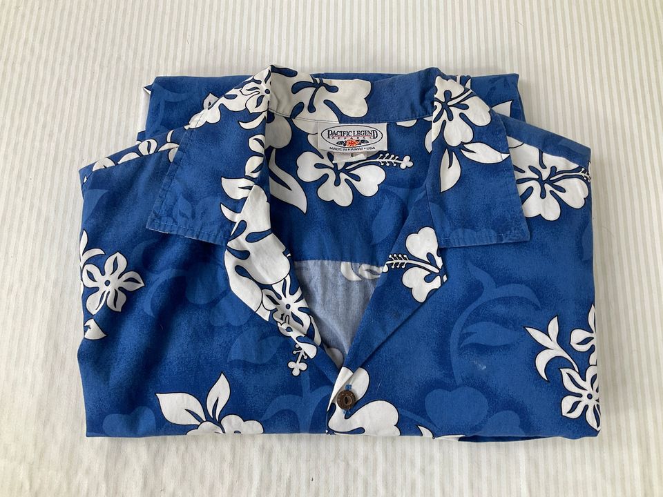 Genuine Pacific Legend Apparel Retro White Hibiscus Hawaiian