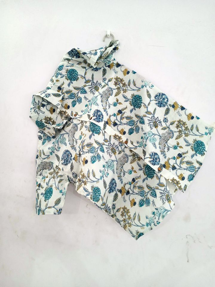Cotton Floral Print Shirt Men Hand Block Print Cotton