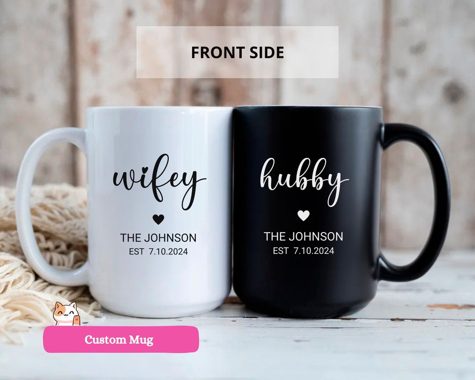 Personalized Wedding Mugs, Couples Ceramic Mugs