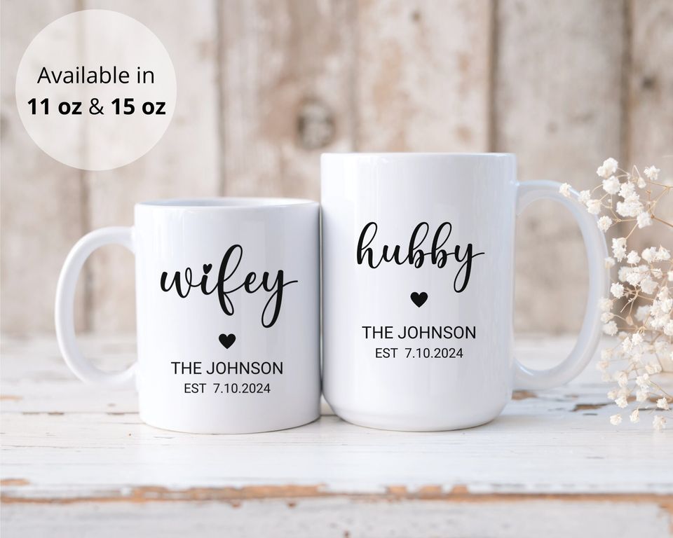 Personalized Wedding Mugs, Couples Ceramic Mugs