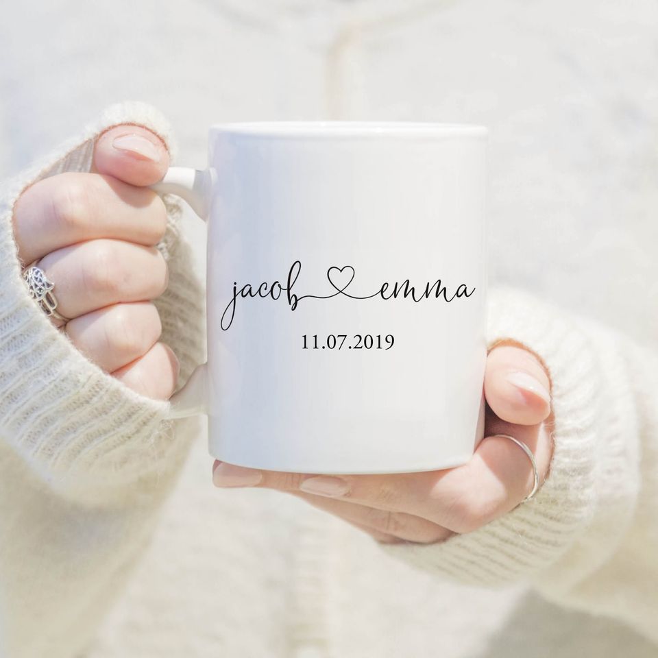 Personalized Wedding Mugs, Couples Ceramic Mugs