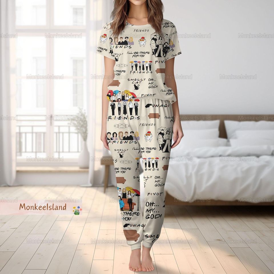 Vintage Friends Series Pajamas, Friends Tv Show Pajamas Set