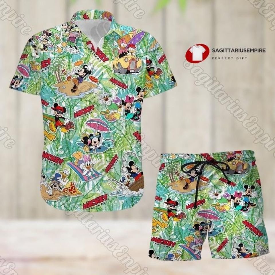 Disney Mickey Mouse Button Shirt And Shorts, Mickey Button Down Shirt