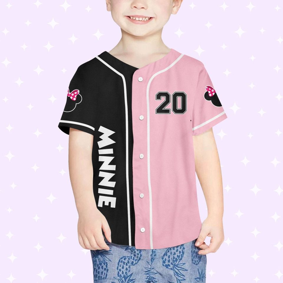 Personalize Minnie Baseball Black Pink, Custom Kids