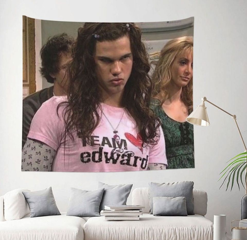 Team Edward Jacob Twilight Tapestry Wall Hanging Printed Polyester Wall Tapestry Boho Wall Hanging