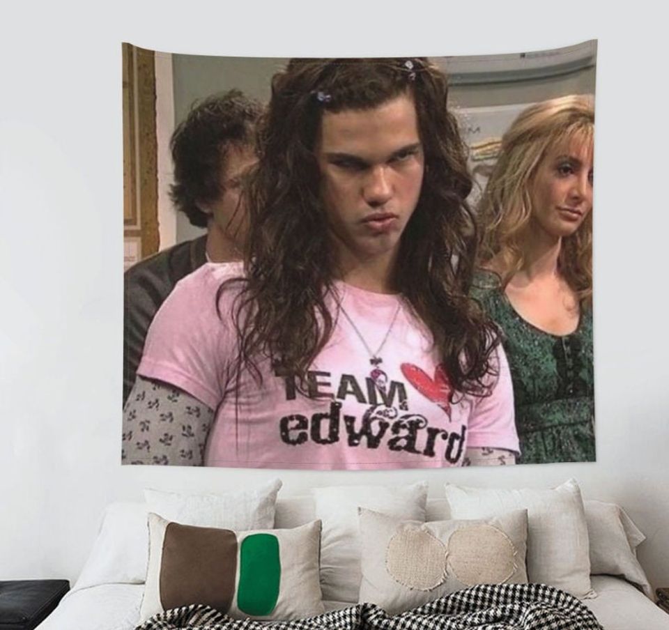 Team Edward Jacob Twilight Tapestry Wall Hanging Printed Polyester Wall Tapestry Boho Wall Hanging