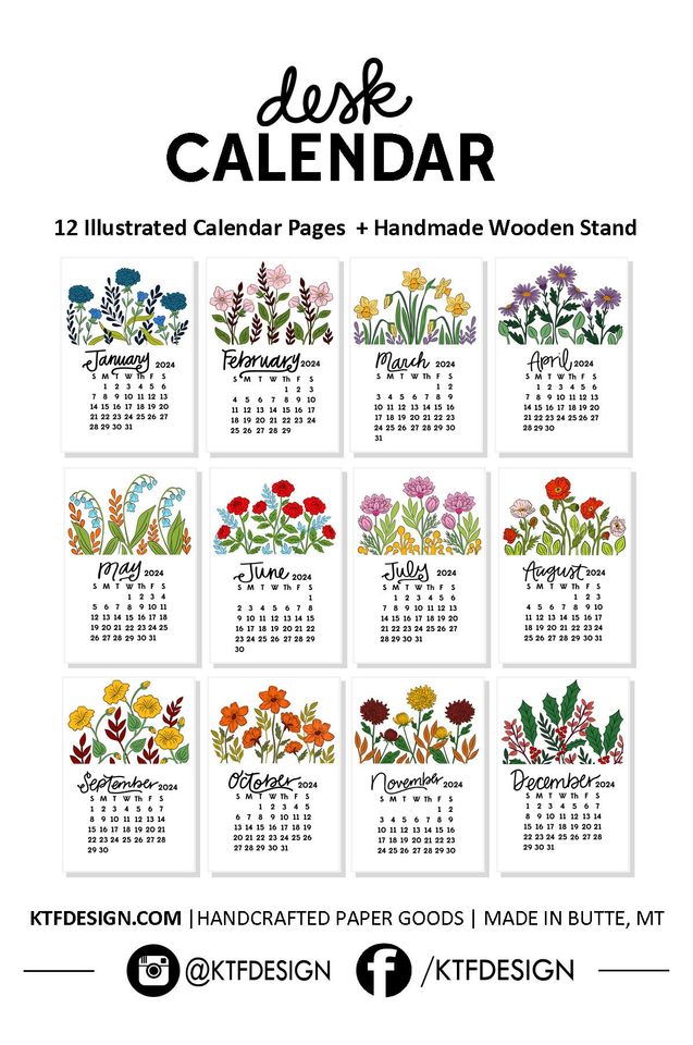 2024 Desk Calendar -  Floral