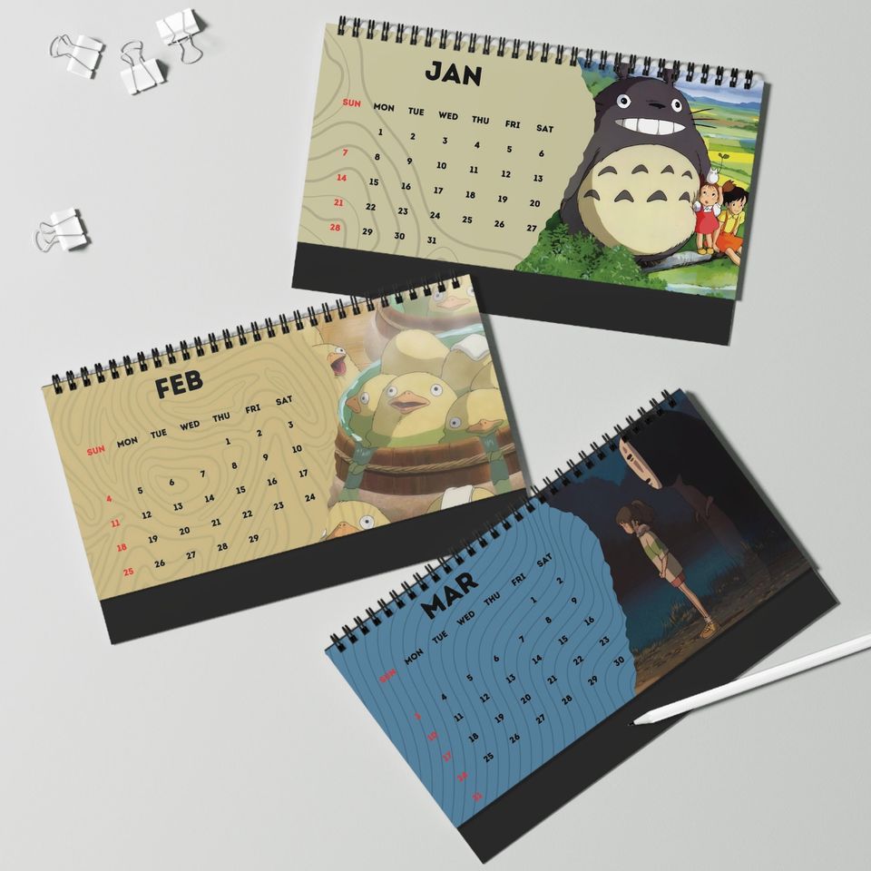 Anime 2024 Desk Calendar | Totoro | Studio Ghibli | Desk Decor