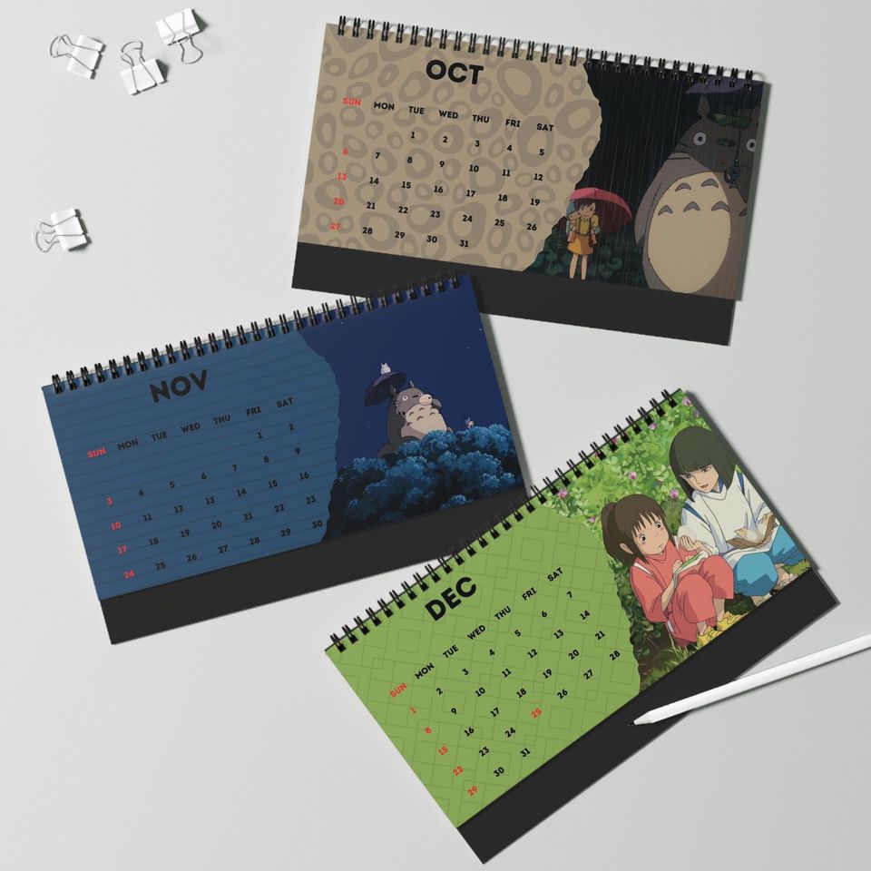 Anime 2024 Desk Calendar | Totoro | Studio Ghibli | Desk Decor