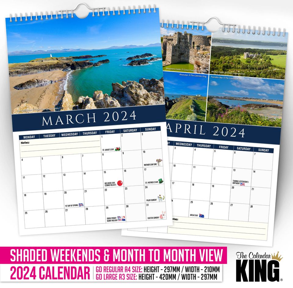 North Wales - 2024 Wall Calendar, Creative, Gift Idea, Present, Novelty