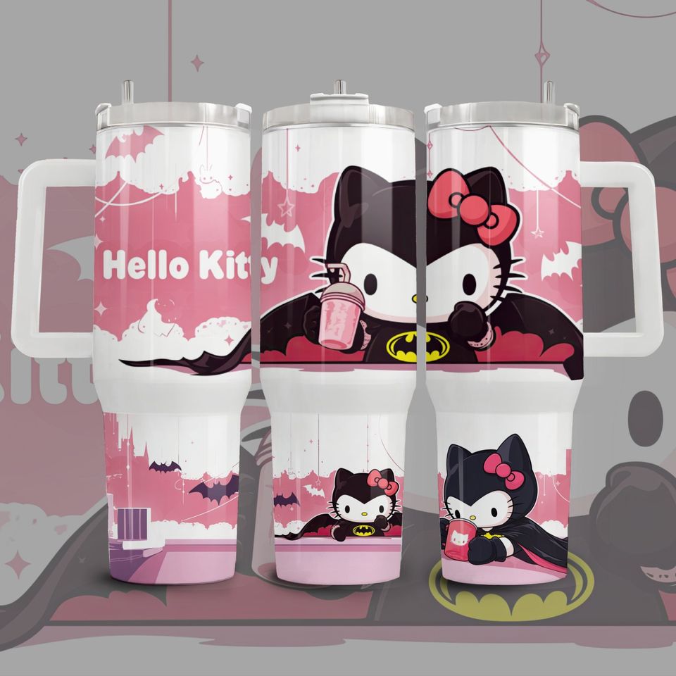 Hello Kitty Batman Style Tumbler 40 oz With Handle