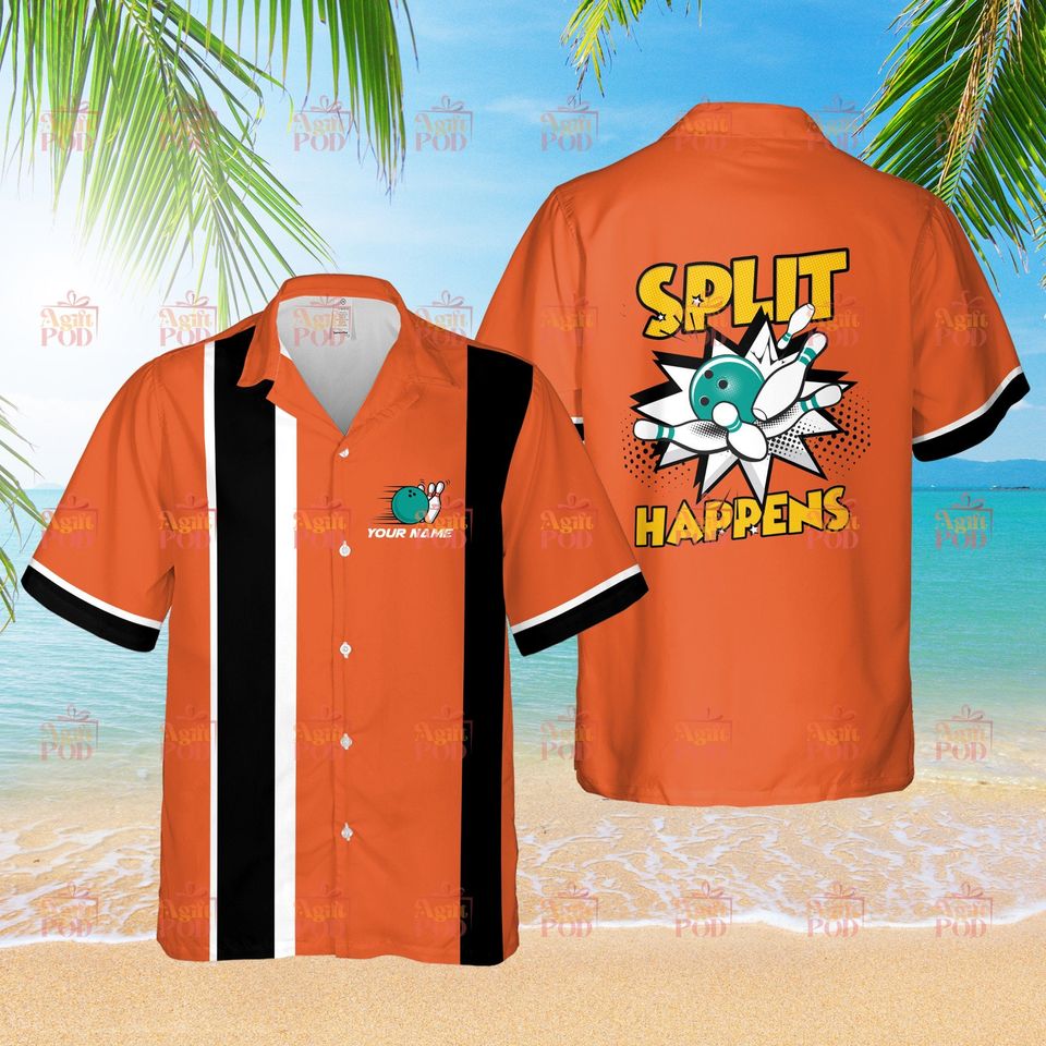 Personalized Bowling Hawaiian Shirt Split Happens Custom Bowling Shirt