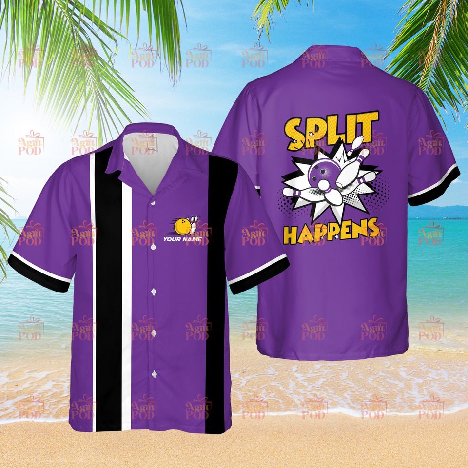 Personalized Bowling Hawaiian Shirt Split Happens Custom Bowling Shirt