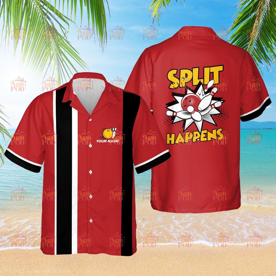 Personalized Bowling Hawaiian Shirt Split Happens Custom Bowling Shirt