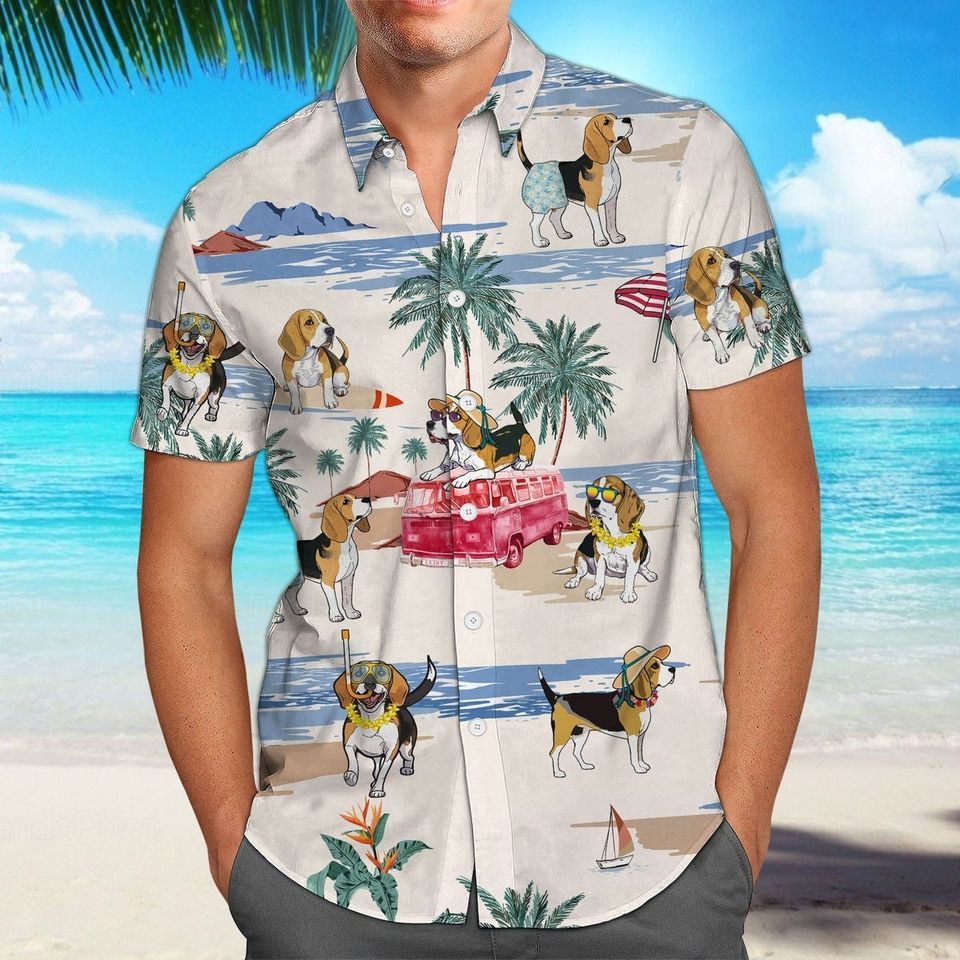 Beagle Hawaiian Shirt, Beagle Button Up Shirt, Beagle Lover Shirt