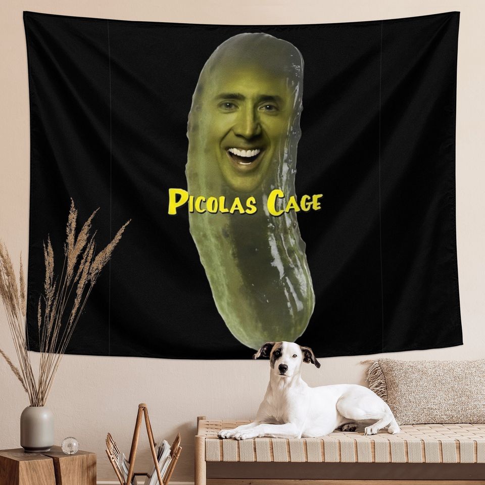 Picolas Cage Pickle Nicolas Cage Tapestry, Wall Hanging Funny Tapestries