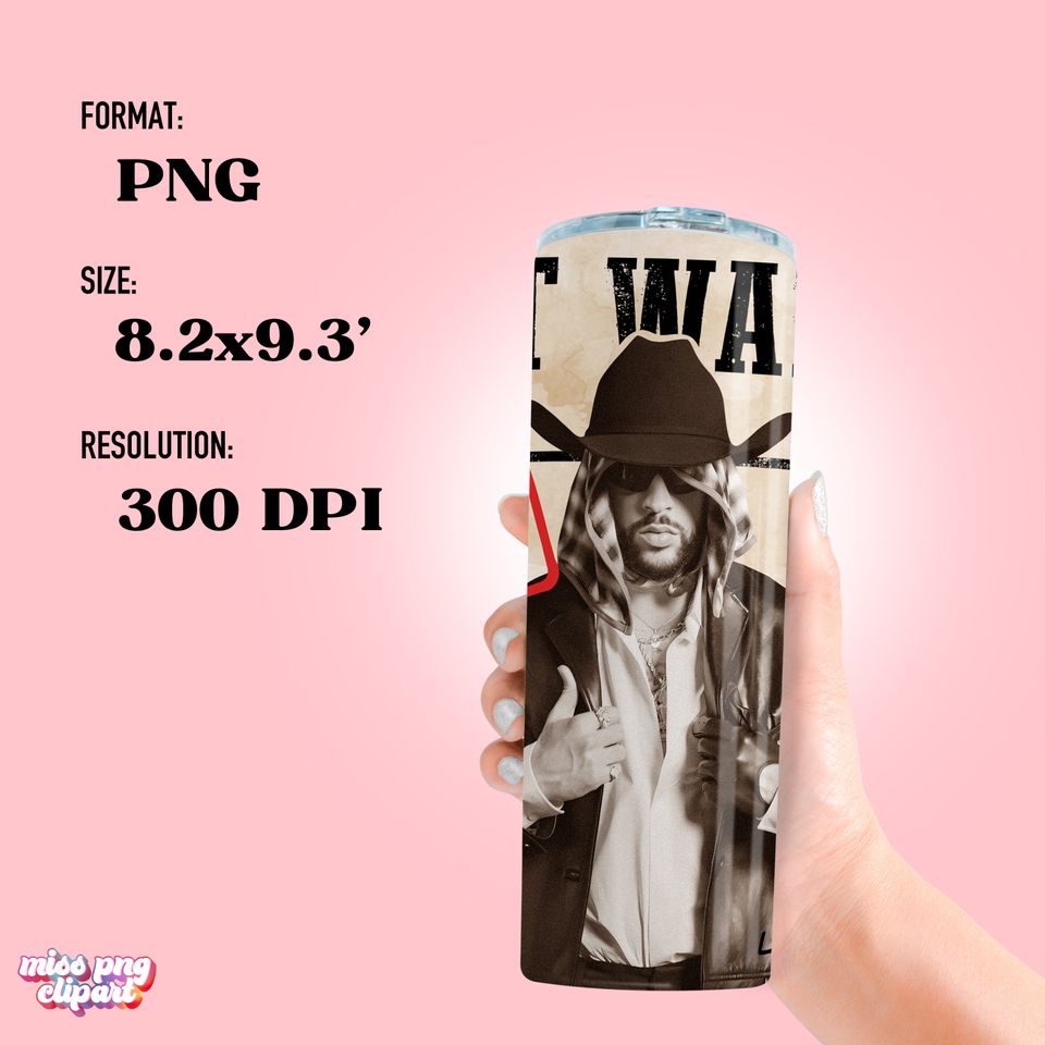 Bad Bunny Tumbler with Lid and Straw 20oz